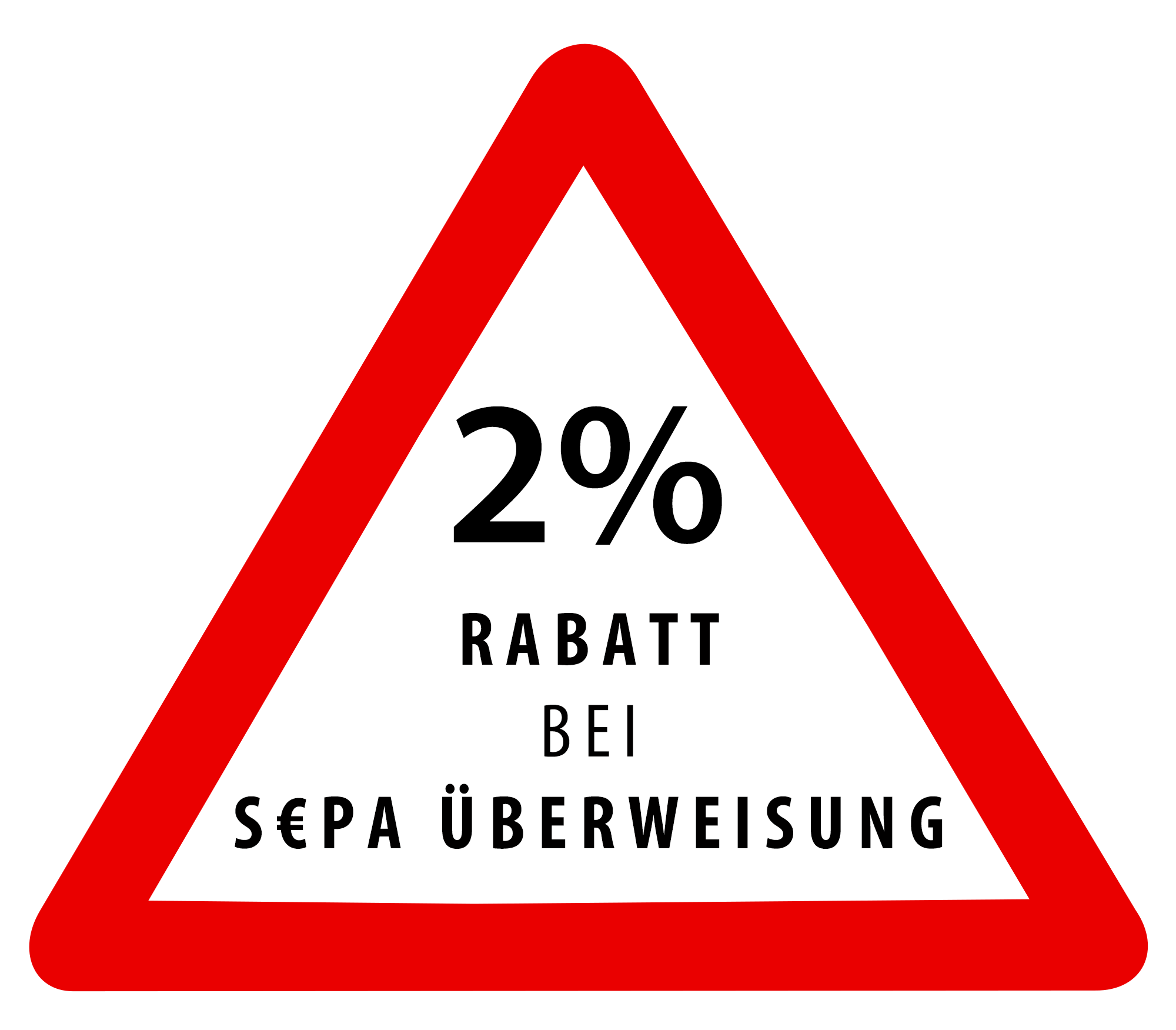 2% Rabatt-Schild